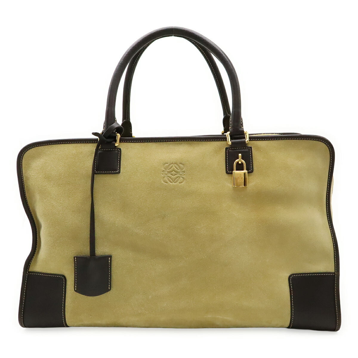Loewe Amazona Bag Handbag Travel Suede Khaki Green Brown Loewe Amazona Bag Handbag Travel Suede Khaki Green Brown